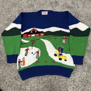 Vintage Cotton Salsa 3D Golfing Chunky Sweater Hand Made In Peru Women’s Size L